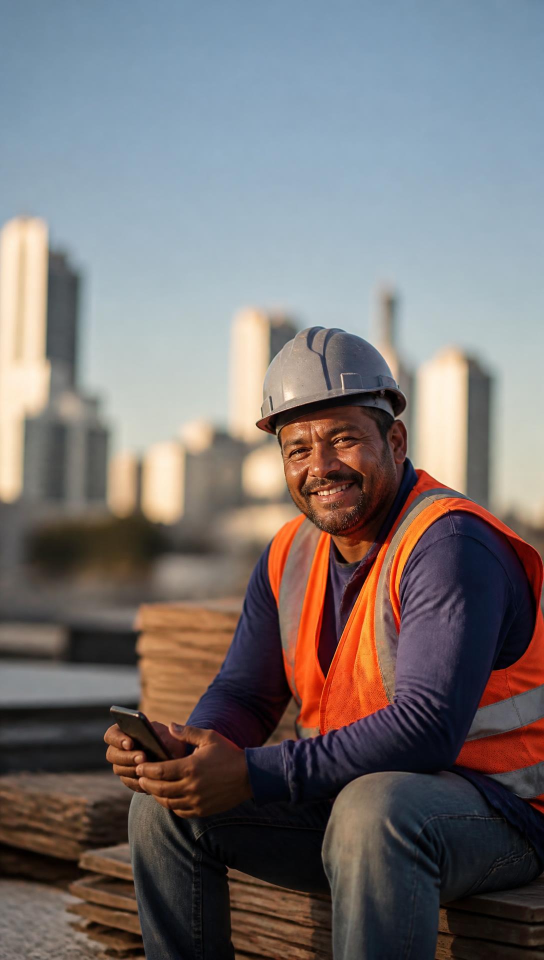 Trabalhador da construção civil no canteiro de obras